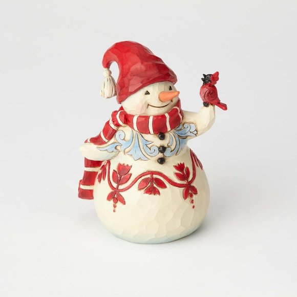 Jim Shore Heartwood Creek Snowman Holding a Cardinal Pint-Sized Figurine, NIB - Picture 2 of 4